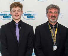 Stu's son Max and Stu at awards ceremony
